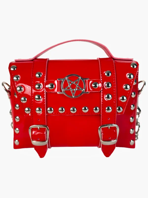 Bolso VAMP pentagrama charol rojo