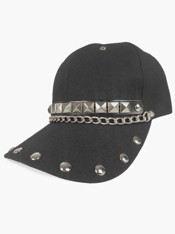 Vista derecha Gorra con cadena estoperoles vista derecha