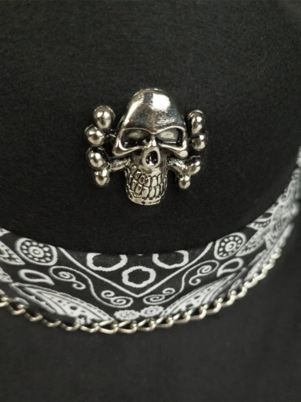 Sombrero vaquero calavera acercamiento
